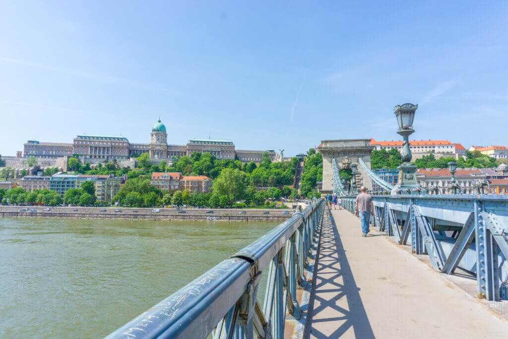Budapest four day travel itinerary - view of Buda castle from Chain Bridge