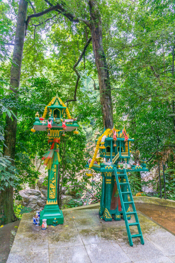 Koh Samui itinerary - spirit houses near Na Muang Waterfall