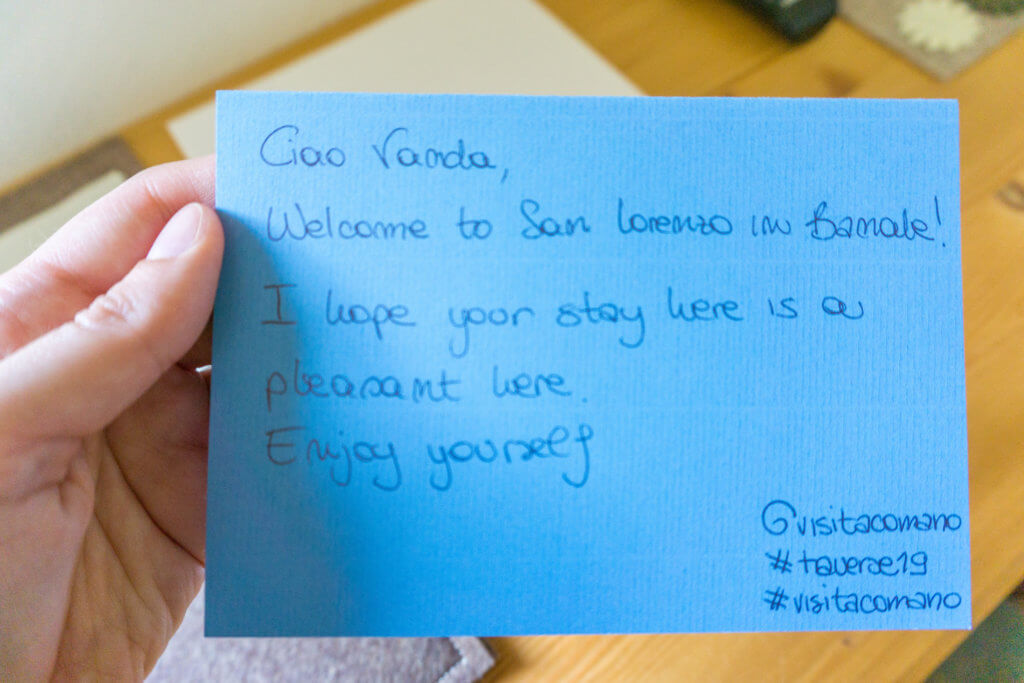 Welcome note at Garni Lilly guest house - 1 week in the Dolomites itinerary
