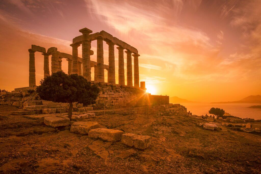 Sunset at Cape Sounion - best day trips from Athens