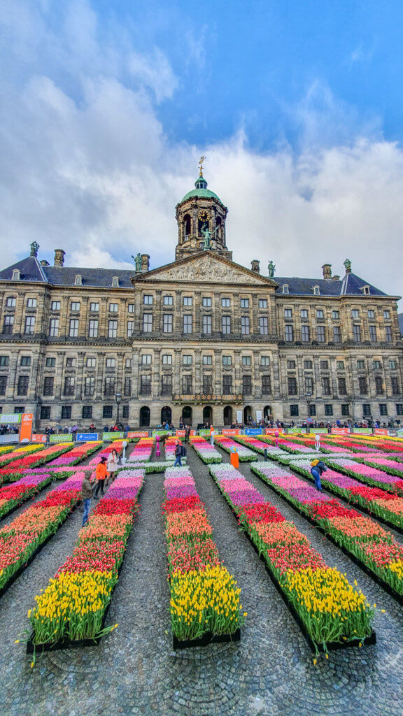 Dam Square during National Tulip Day - things to do in Amsterdam in 2 days