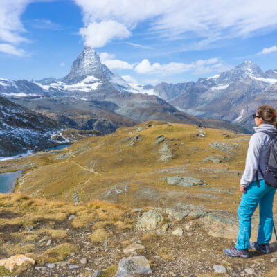 Zermatt hiking trail with view of the Matterhorn - best hikes in Europe