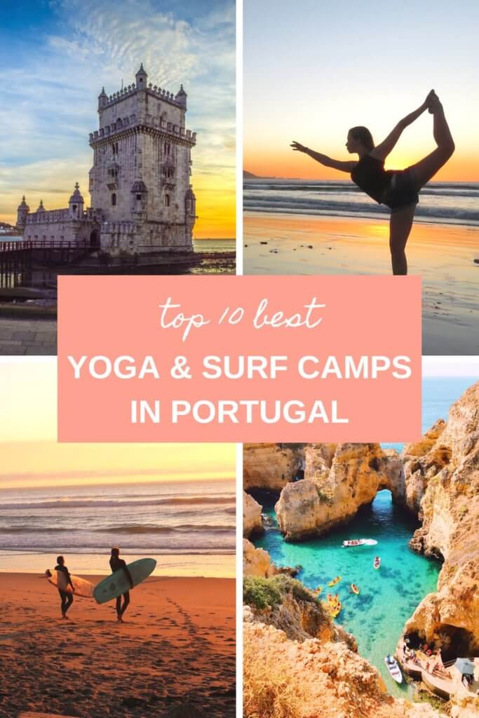 The best surf and yoga retreats in Portugal. Yoga and surf camps in Peniche, Lisbon, Ericeira, Algarve, and more. #surfandyogaretreats #surfcamps #yogaretreats #Portugal #wellnesstravel #travelforyoga