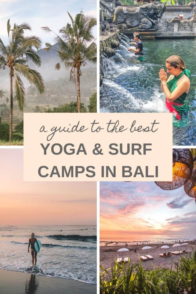 The best surf and yoga retreats in Bali. Yoga and surfing holidays in Canggu, Uluwatu, Nusa Lembongan, and more. #yogaretreats #surfcamps #Baliyogaretreats #Balisurfcamps #Balitravel #wellnesstravel #travelforyoga